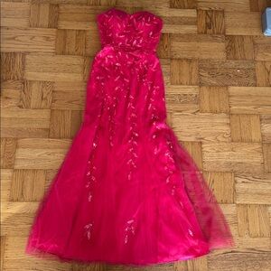 SEAN Collection Pink Sequins Beaded Strappy Open Back S Formal Dress Gown Prom
